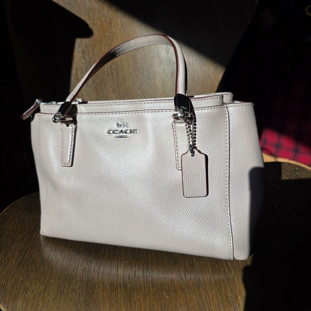 Coach Crossbody Top Handle Mini Christie Purse F34797 Taupe Leather Clean EUC￼